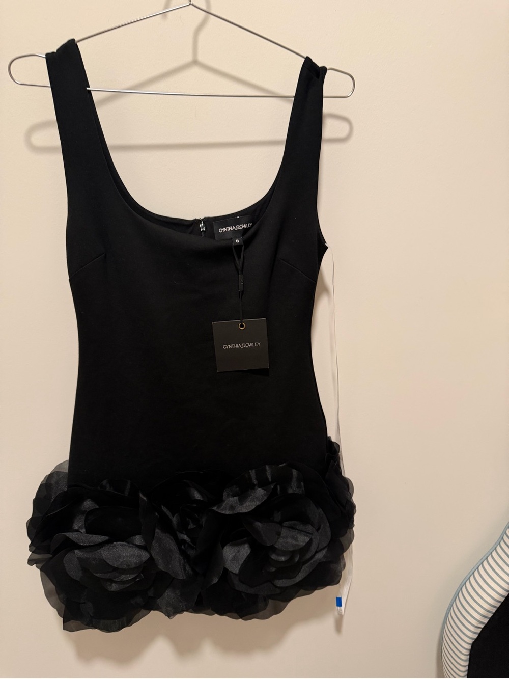 Cynthia Rowley Black Mini Dress with Oversized Rosette Skirt - Picture 5 of 7